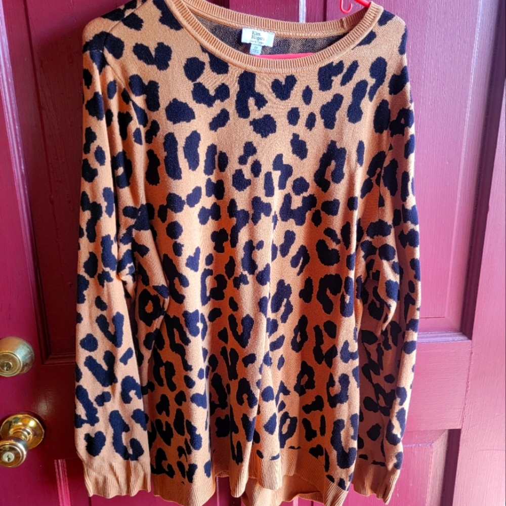 Kim Rogers 2X cheetah Print sweater